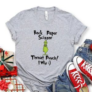 Rock Paper Scissor Throat Punch I Win T-Shirt, Grinch Christmas Shirt
